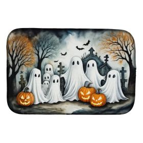 Ghosts Spooky Halloween Dish Drying Mat Absorbent Dish Drying Mat Pad for Kitchen Counter Dish Drainer Mat for Countertop, 14 x 21", Multicolor (Option: Default)
