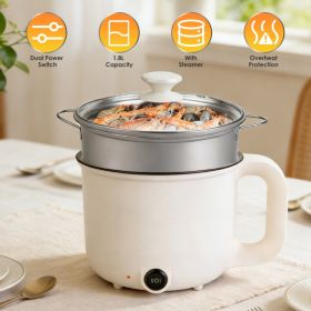 All-in-One Electric Cooking Pot Set With Glass Lid & Tongs, Ceramic Liner Dual Power Hot Pot, Compact Cooker For Dorm Small Apartment Travel (Option: Aspic)