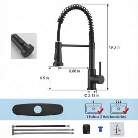 Industrial Kitchen Faucet With Pull Down Sprayer, Single Handle Stainless Steel Kitchen Faucet, 1 Or 3 Hole Installation, Farmhouse Style, Matte (Option: 1)