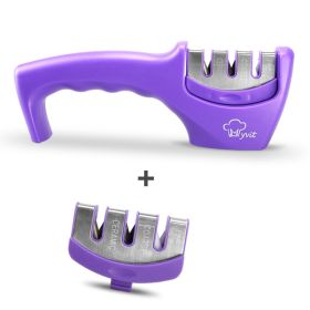 Sharpening Kitchen Tool Diamond Tungsten Steel Sharpening Stone (Color: Purple set)