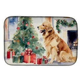 Golden Retriever Cozy Christmas Dish Drying Mat Absorbent Dish Drying Mat Pad for Kitchen Counter Dish Drainer Mat for Countertop, 14 x 21", Mult (Option: Default)